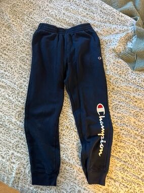 Champion Kids Navy Jogger Sweatpants with Script Logo